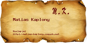 Matias Kaplony névjegykártya